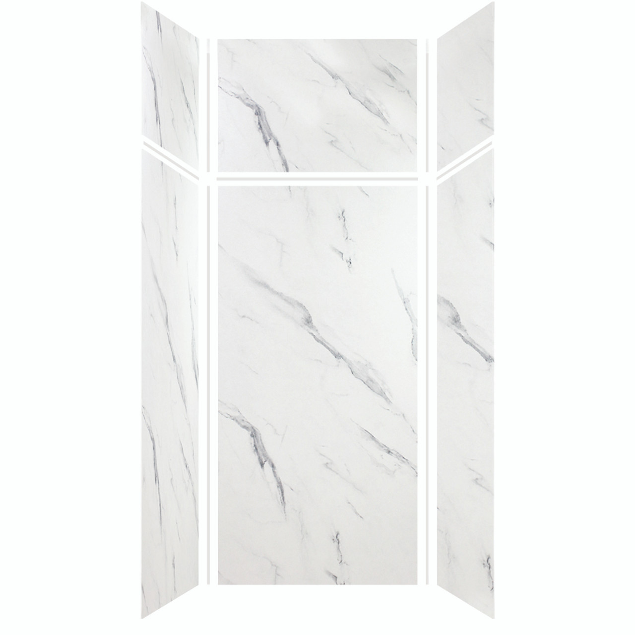 Samuel Mueller 36-in X 36-in X 96-in 6-Piece Shower Wall Kit with Extension Kit, Pearl Stone