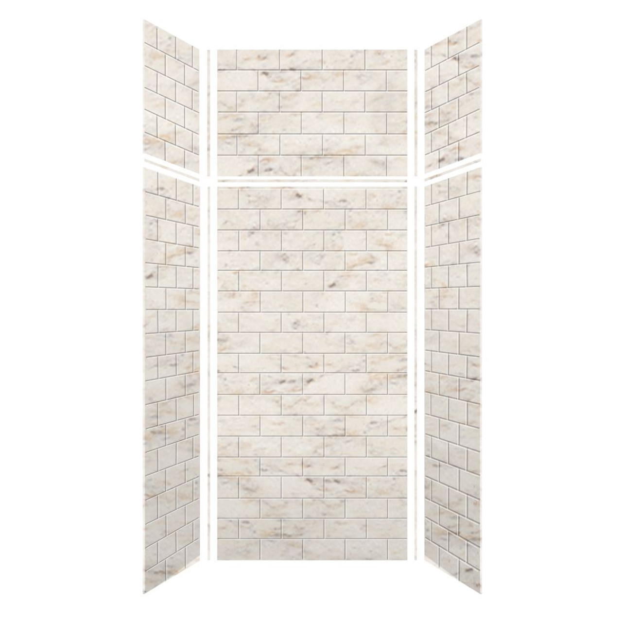 Samuel Mueller 36-in x 36-in x 72/24-in Glue to Wall 6-Piece Transition Shower Wall Kit, Butterscotch/Tile