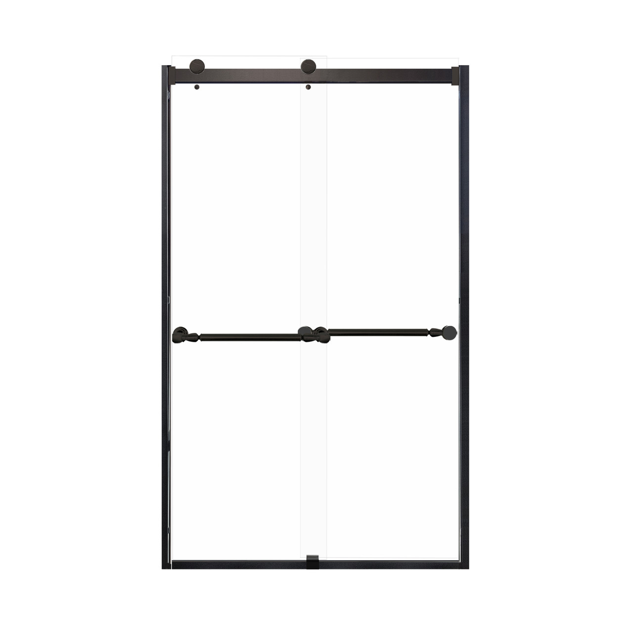 Samuel Mueller Brevity 48-in X 80-in By-Pass Shower Door with 5/16-in Clear Glass and Nicholson Handle, Matte Black