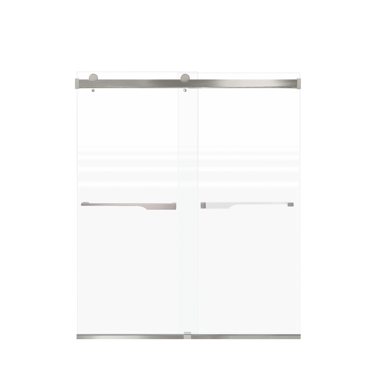 Samuel Mueller Brevity 60-in X 70-in By-Pass Shower Door with 5/16-in Frost Glass and Juliette Handle, Brushed Stainless