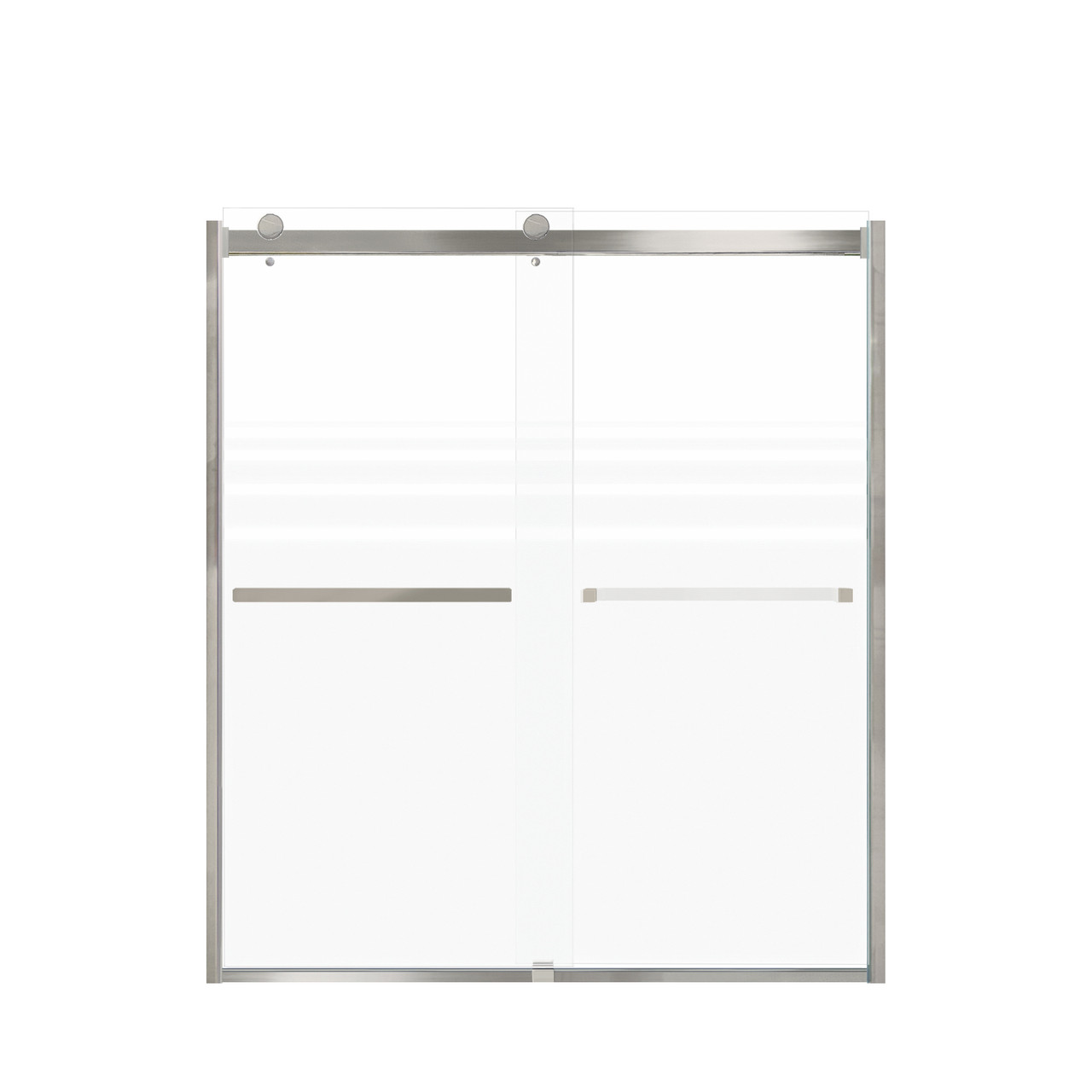 Samuel Mueller Brevity 60-in X 70-in By-Pass Shower Door with 5/16-in Frost Glass and Sampson Handle, Brushed Stainless