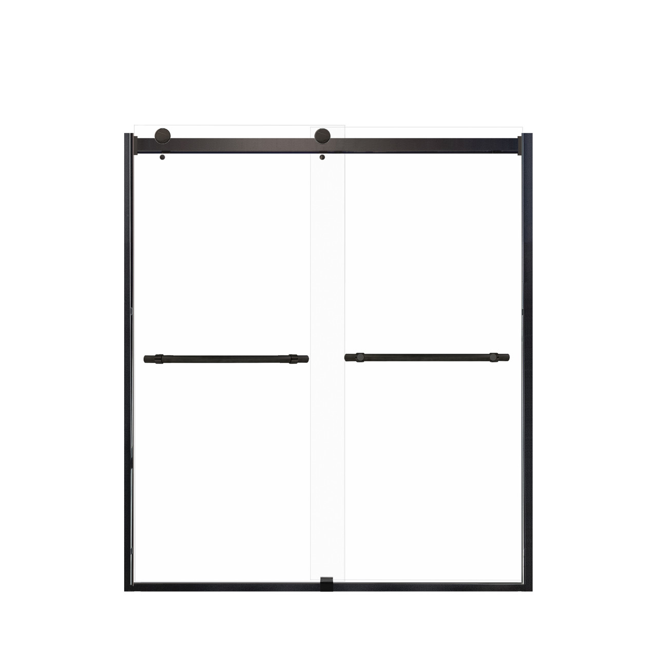 Samuel Mueller Brevity 60-in X 70-in By-Pass Shower Door with 5/16-in Clear Glass and Barrington Knurled Handle, Matte Black