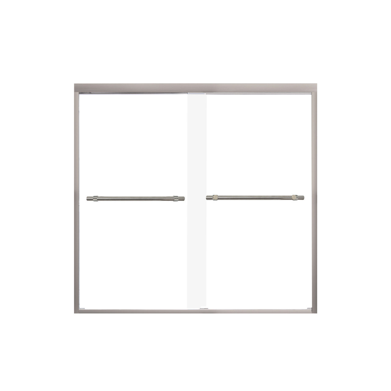 Samuel Mueller Franklin 60-in X 58-in By-Pass Bathtub Door with 5/16-in Frost Glass and Barrington Plain Handle, Brushed Stainless