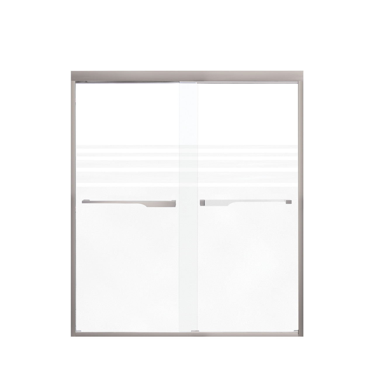 Samuel Mueller Franklin 60-in X 70-in By-Pass Shower Door with 5/16-in Frost Glass and Juliette Handle, Brushed Stainless