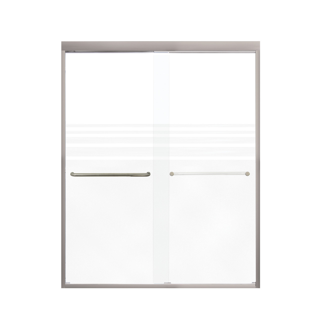 Samuel Mueller Franklin 60-in X 76-in By-Pass Shower Door with 5/16-in Frost Glass and Contour Handle, Brushed Stainless
