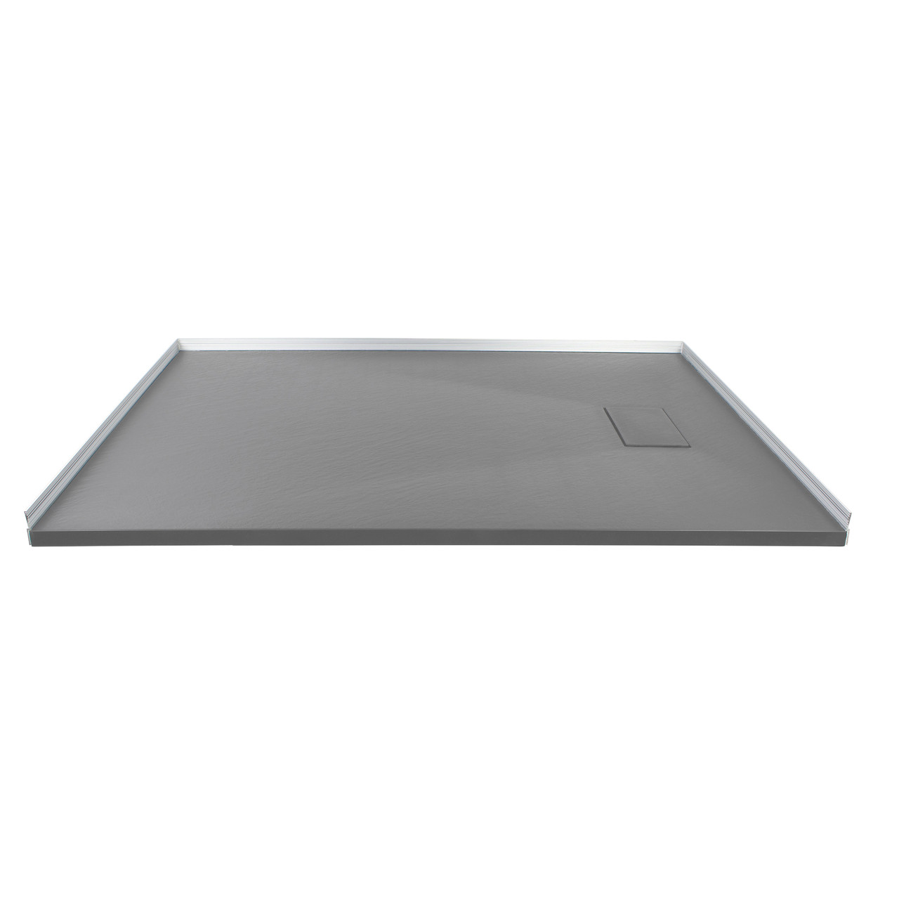 Samuel Mueller SMFZSR6332-40 Trimslate 63-In X 32-In Zero Threshold Tub Replacement Shower Base With End Drain, Dark Grey