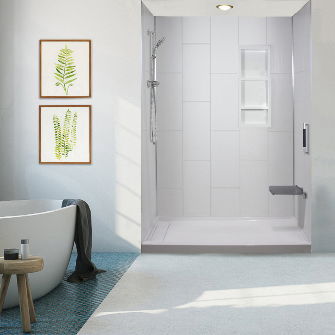 Samuel Mueller Pioneer 60-in X 36-in X 72-in Bathtub Wall Kit, White - 12-in x 24-in Vertical Pattern