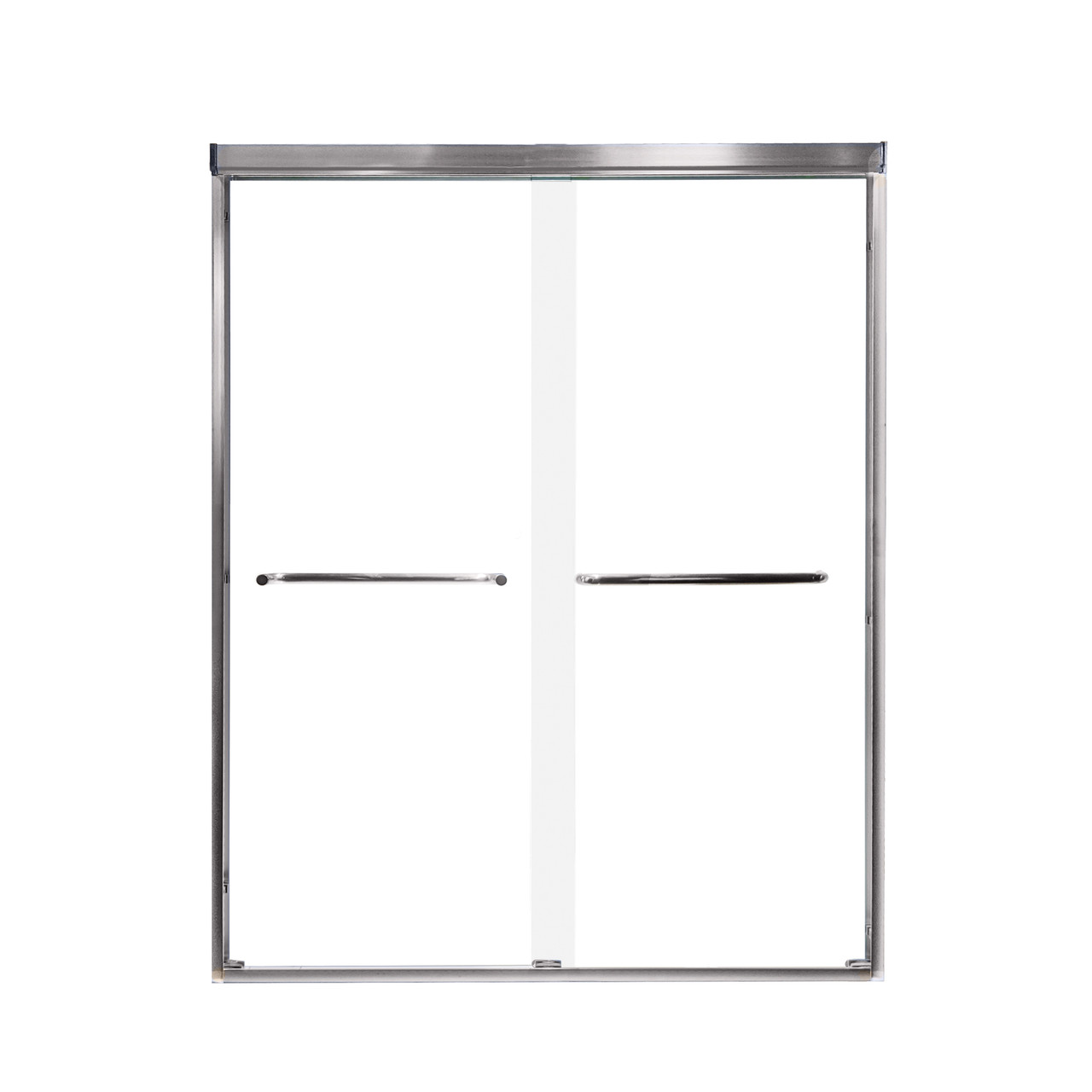 Samuel Mueller Cecelia 60-in X 76-in By-Pass Shower Door with 1/4-in Clear Glass and Contour Handle, Brushed Stainless