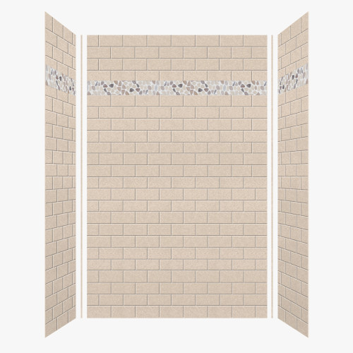Samuel Mueller 60-in X 36-in X 96-in Shower Wall Kit with Pebble Creme Deco Strip, Butternut Tile
