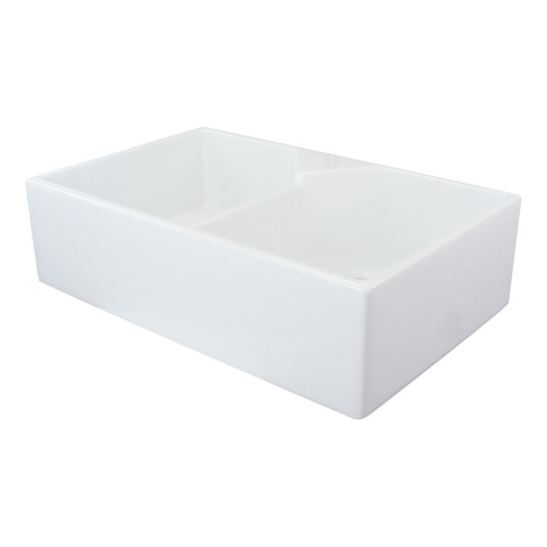 Samuel Mueller 32-in x 20-in x 9-in Double Equal Bowls, Farmhouse Fireclay Kitchen Sink, Undermountstallation White with Grids, Strainers,stallation Kit