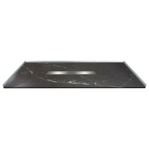 Samuel Mueller SMFZSP6036C-61 Trimslate Plus 60-In X 36-In Zero Threshold Shower Base With Center Drain, Argenti Black