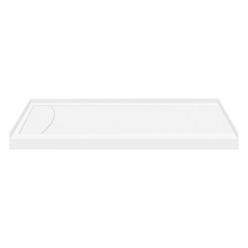 Samuel Mueller 60-In X 32-In Cast Solid Surface Low Profile Tub Replacement Shower Base With Linear Concealed Left Hand Drain 