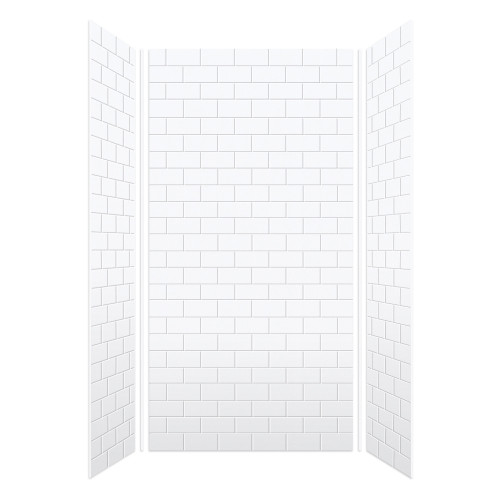 Samuel Mueller 48-in x 36-in x 96-in Glue to Wall 3-Piece Shower Wall Kit, White/Tile