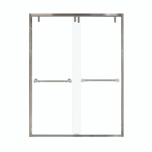 Samuel Mueller Eye Drop 60-in X 80-in By-Pass Shower Door with 3/8-in Clear Glass and Nicholson Handle, Brushed Stainless