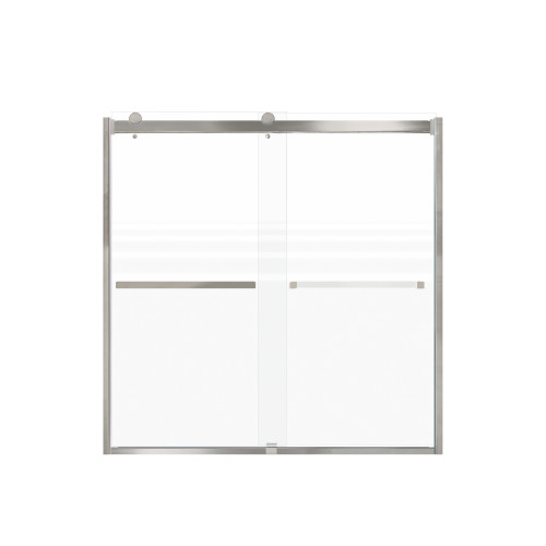Samuel Mueller Brevity 60-in X 62-in By-Pass Bathtub Door with 5/16-in Frost Glass and Sampson Handle, Brushed Stainless