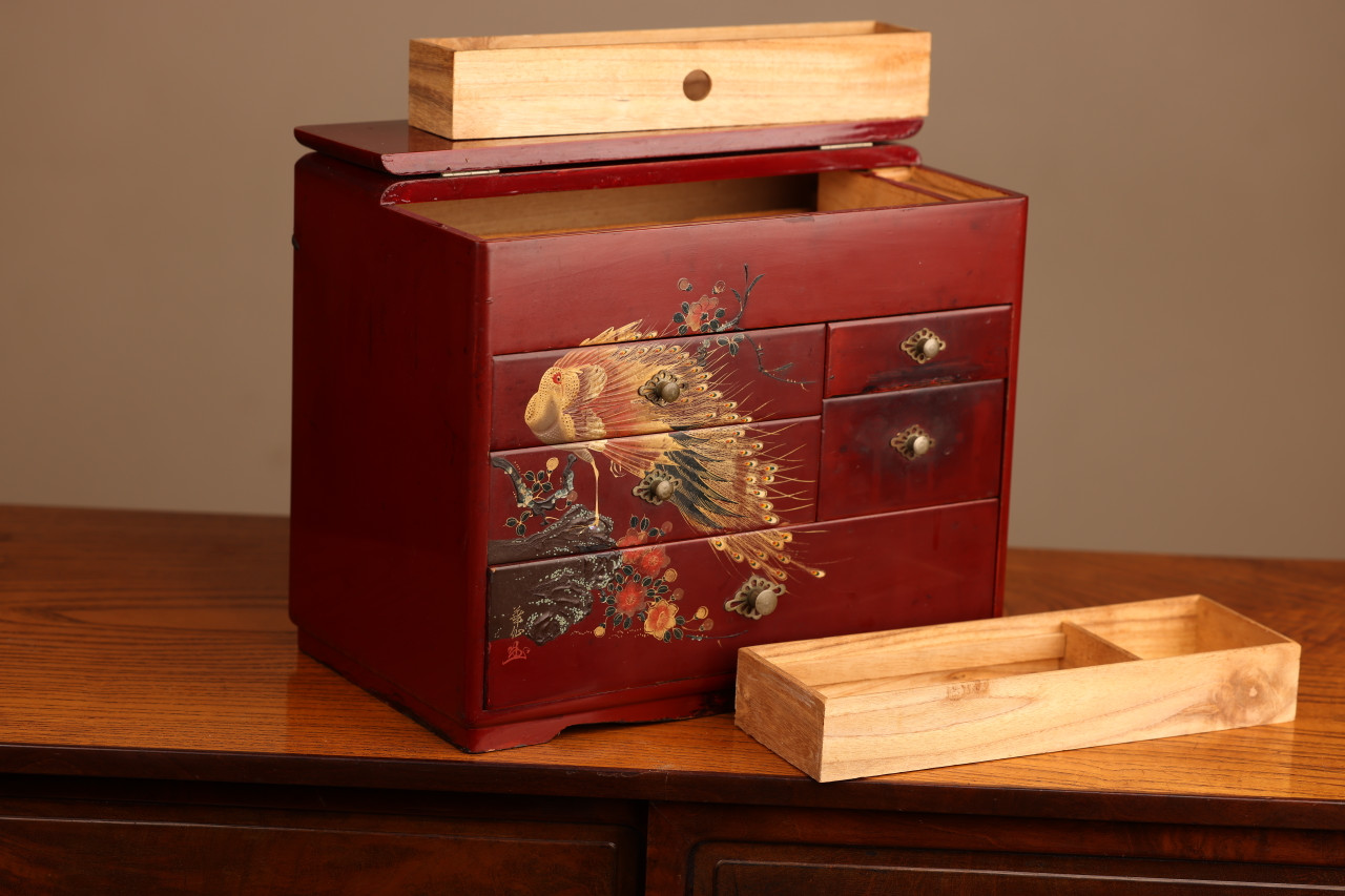 Vintage Japanese Sewing Box / Haribako (22S28)