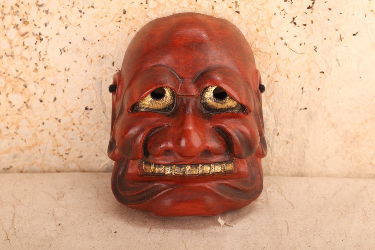 Japanese Large Wooden Otafuku / Okame Mask (23O-382)