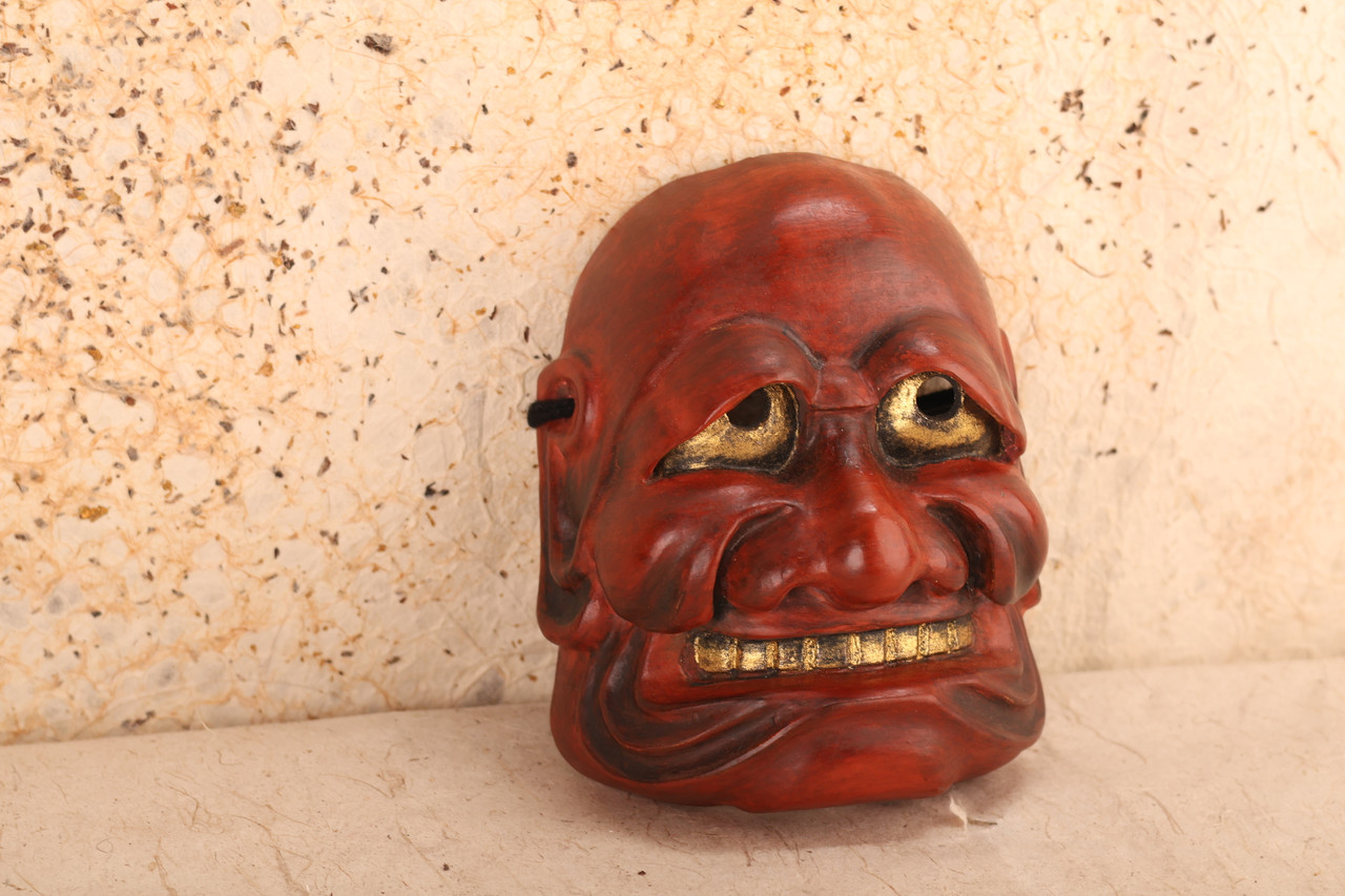 Japanese Large Wooden Otafuku / Okame Mask (23O-382)