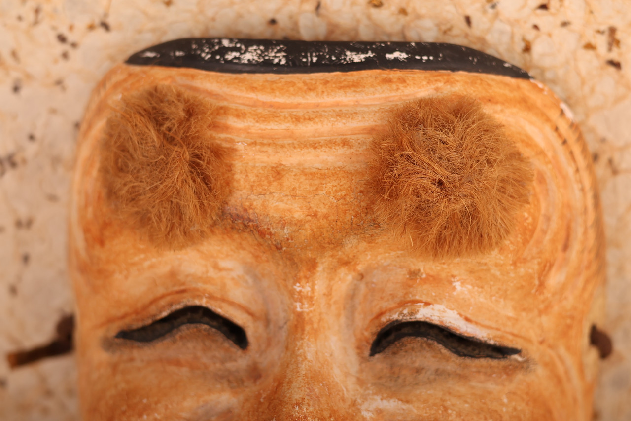 Wooden Noh Mask　木製能面 Japanese-Carved-Wooden-Noh-