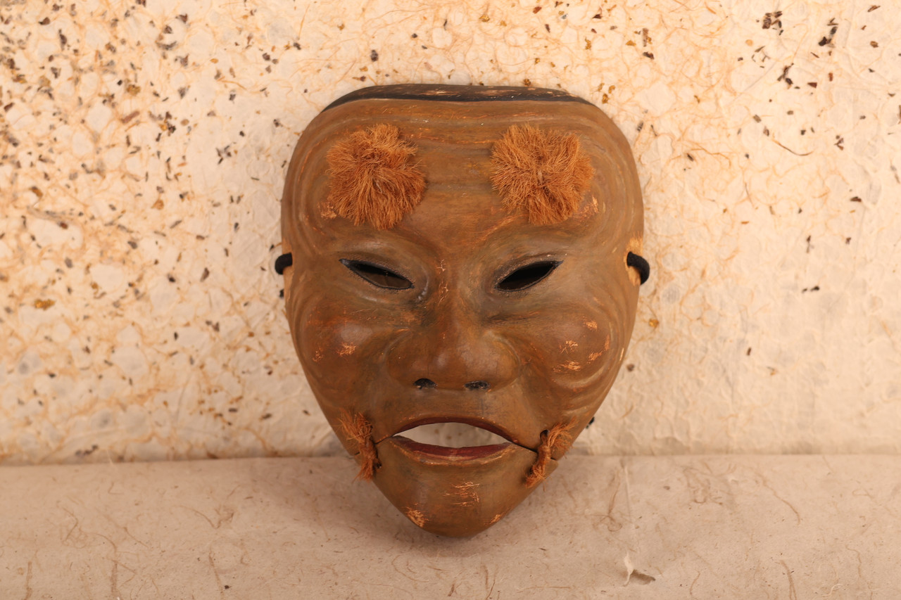 Wooden Noh Mask　木製能面 Japanese Wooden Noh Mask Okina (24J-342-11)