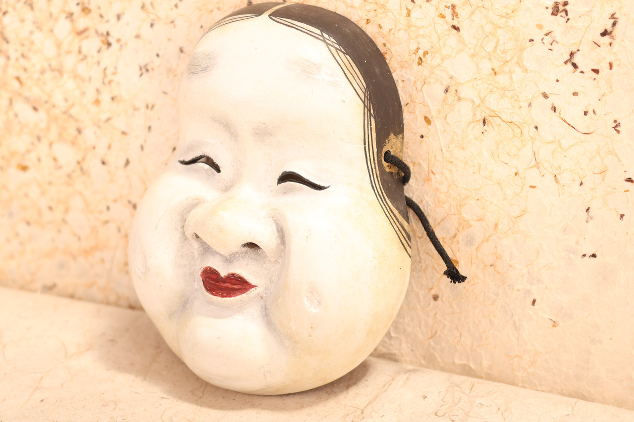Japanese Wooden Otafuku / Okame Mask (24J-342-10)