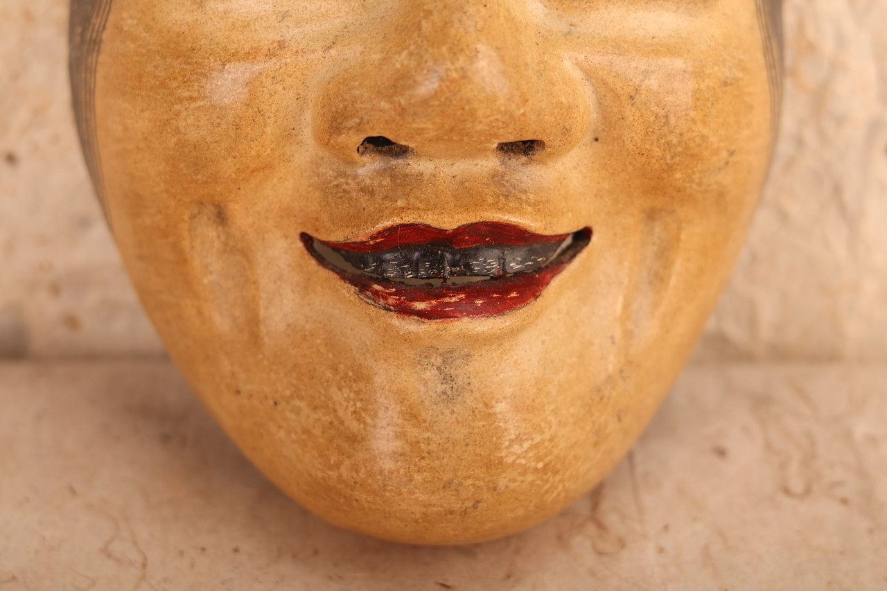 Japanese Wooden Noh Mask Ko Omote (24J-342-20)
