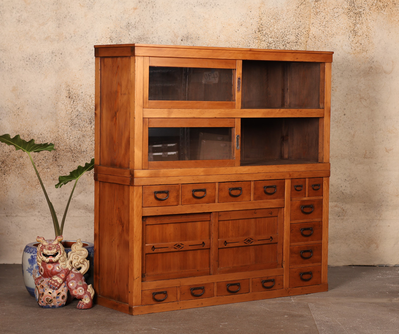 Antique Japanese Mizuya Tansu Kitchen Chest 2 Section (24N-E14)