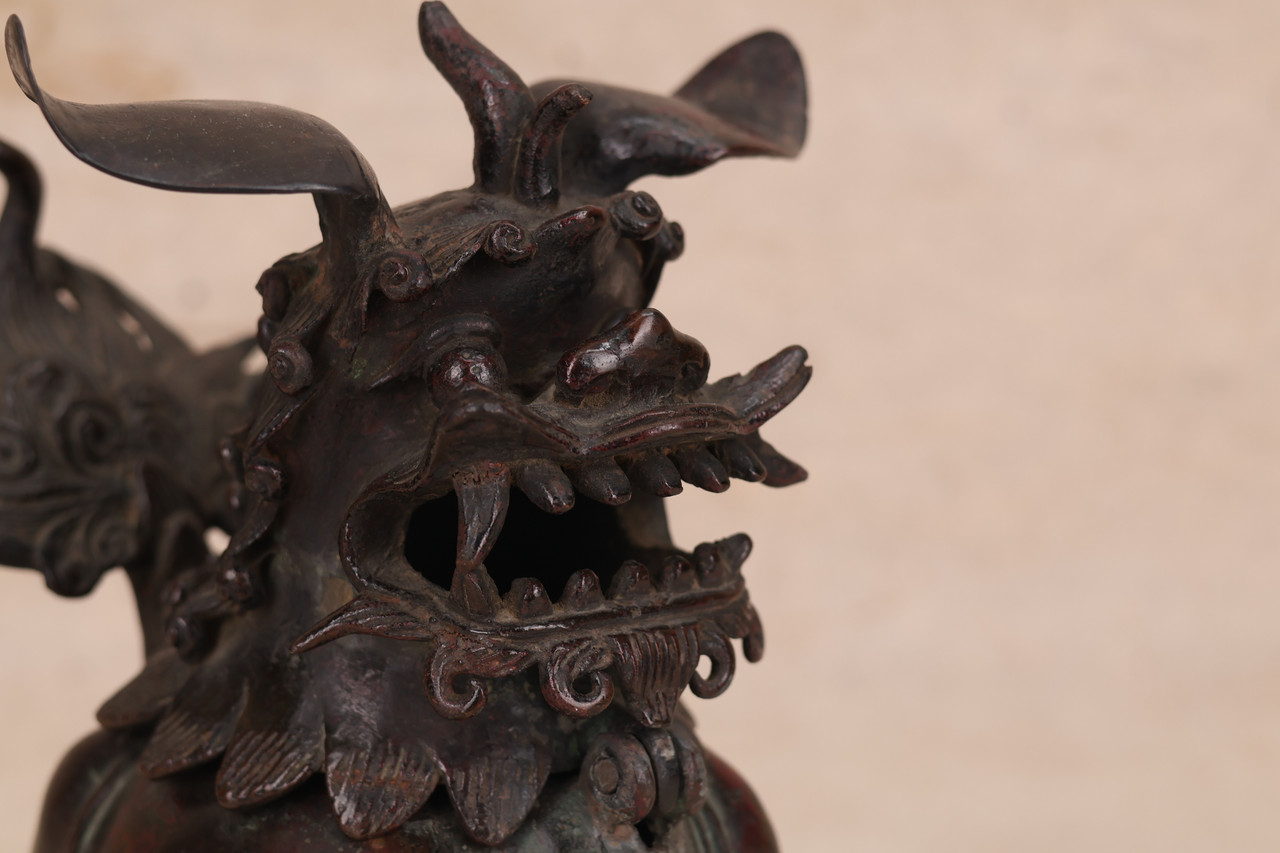 Vintage Japanese Bronze Shishi A Pair (23M-123)
