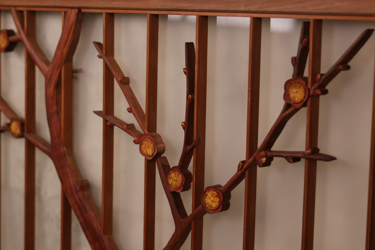 乾山老松 Vintage Japanese Shoin 3 Panels Ranma Lattice (24J-459)