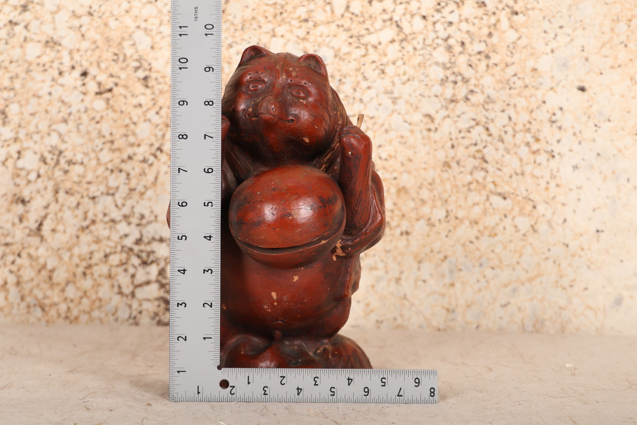 Antique Japanese Red Monk Raccoon Dog (Tanuki: タヌキ), Symbol Of ...
