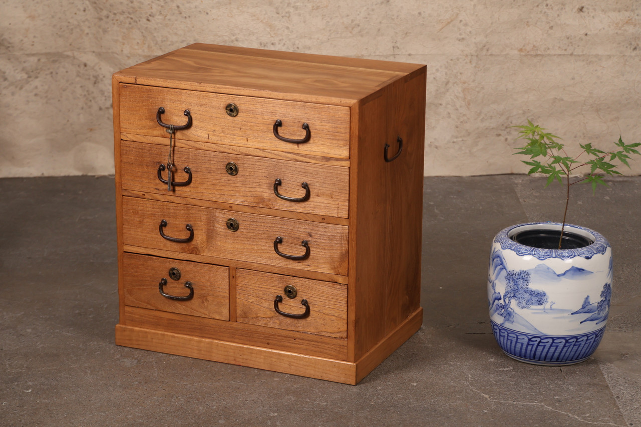 Antique Japanese Small Ko Tansu Chest — Kirinoki, 1920, Taisho Era