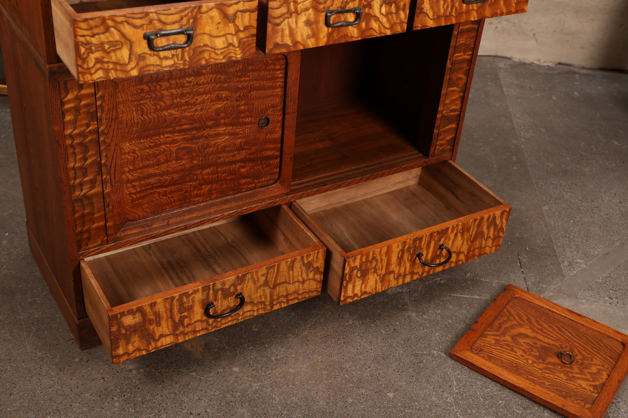 Antique Japanese Tea Chest — Keyaki, 1920, Taisho Era (SKU: 25M