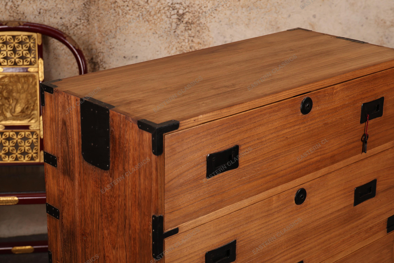Antique Japanese Kimono Isho Kiri Tansu Chest — 1920, Taisho Era