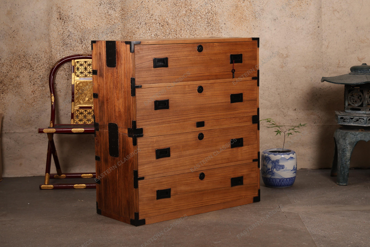 Antique Japanese Kimono Isho Kiri Tansu Chest — 1920, Taisho Era