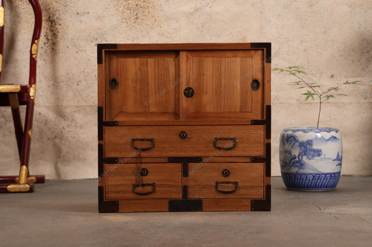 Antique Japanese Ko Tansu Compact Chest — Kirinoki, 1900, Meiji