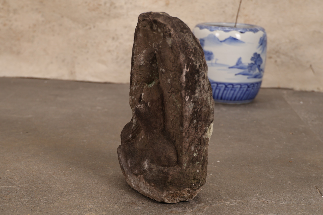 Antique Japanese Stone Buddha — Stone, 1750, Edo Period (SKU