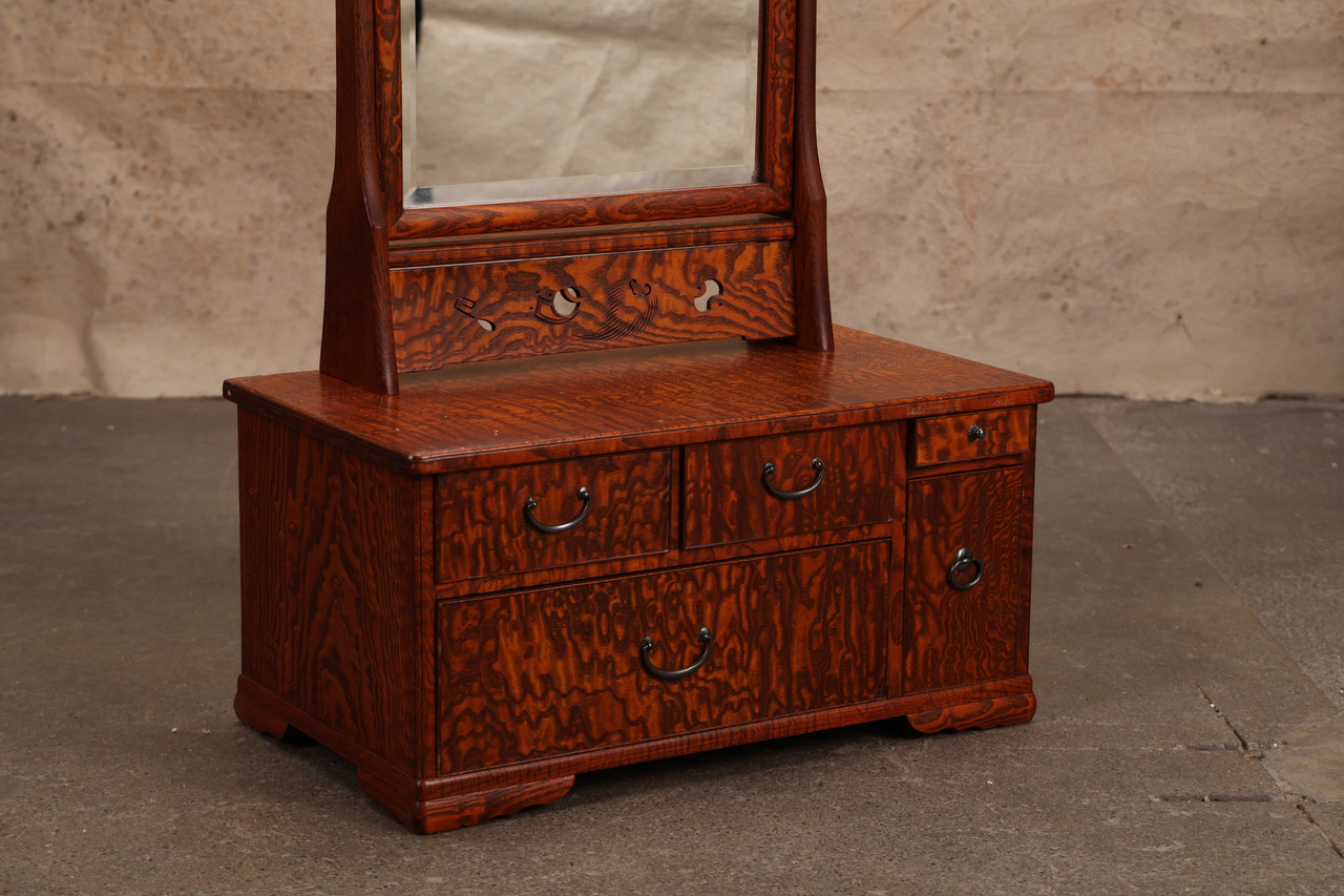 Antique Japanese Mirror Chest — Wood, 1920, Taisho Era (SKU: 25M