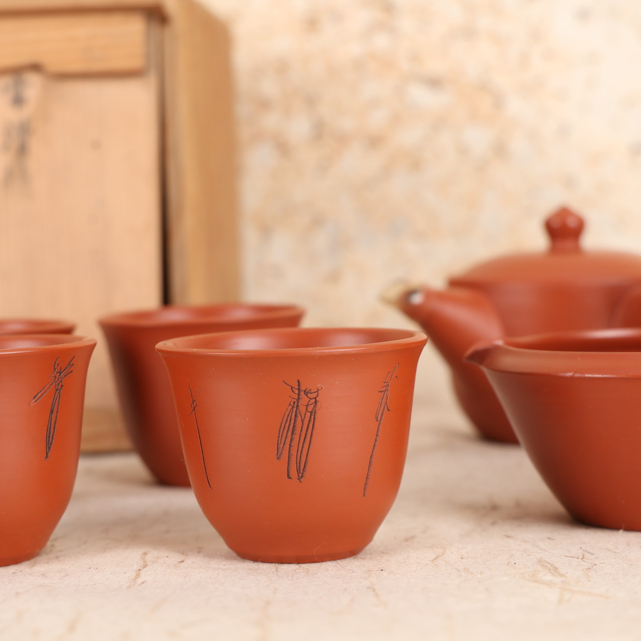 あゆかい　茶金 Vintage Tokoname-yaki Sencha Tea Set by Akizuki (秋月) with