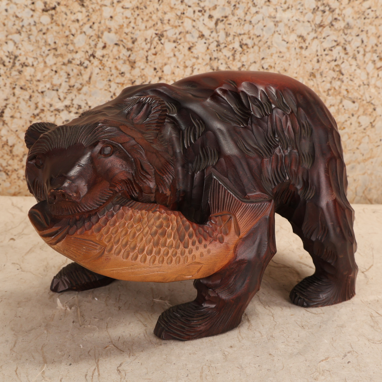Japanese Wooden Hokkaido Ainu Bear Carving (23O-359-2)