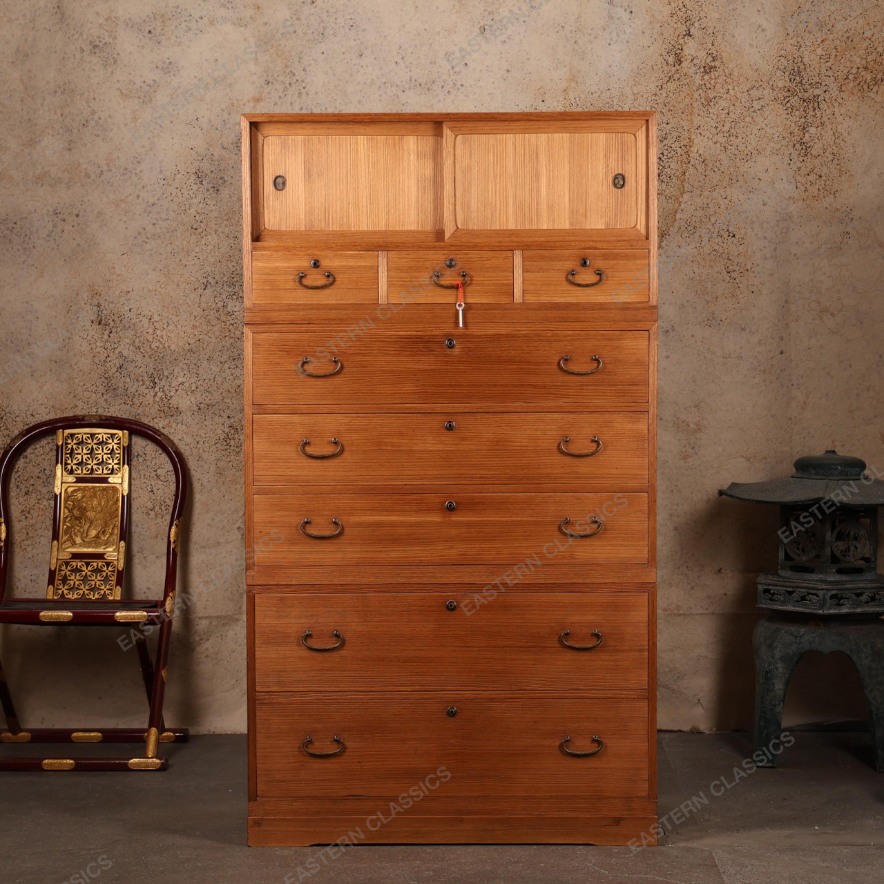 Antique Japanese Bar Chest — Kirinoki, 1920, Taisho Era (SKU: 25M