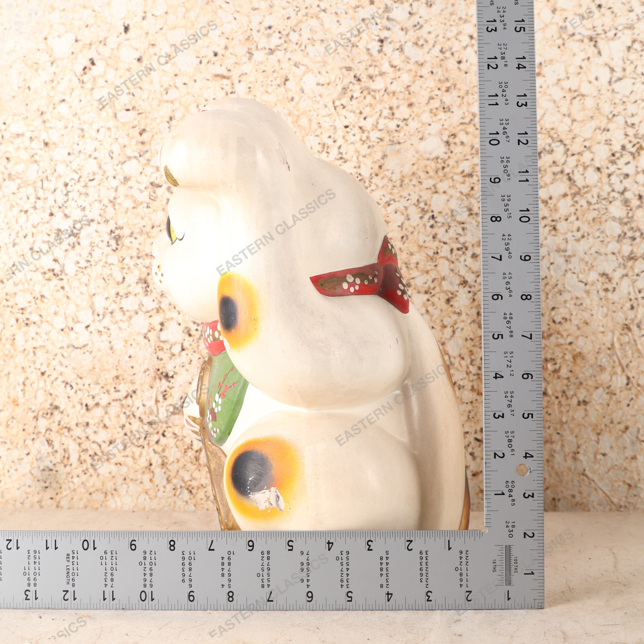 Vintage Japanese Maneki Neko Cat — Clay, 1980, Showa Era (SKU: 25S