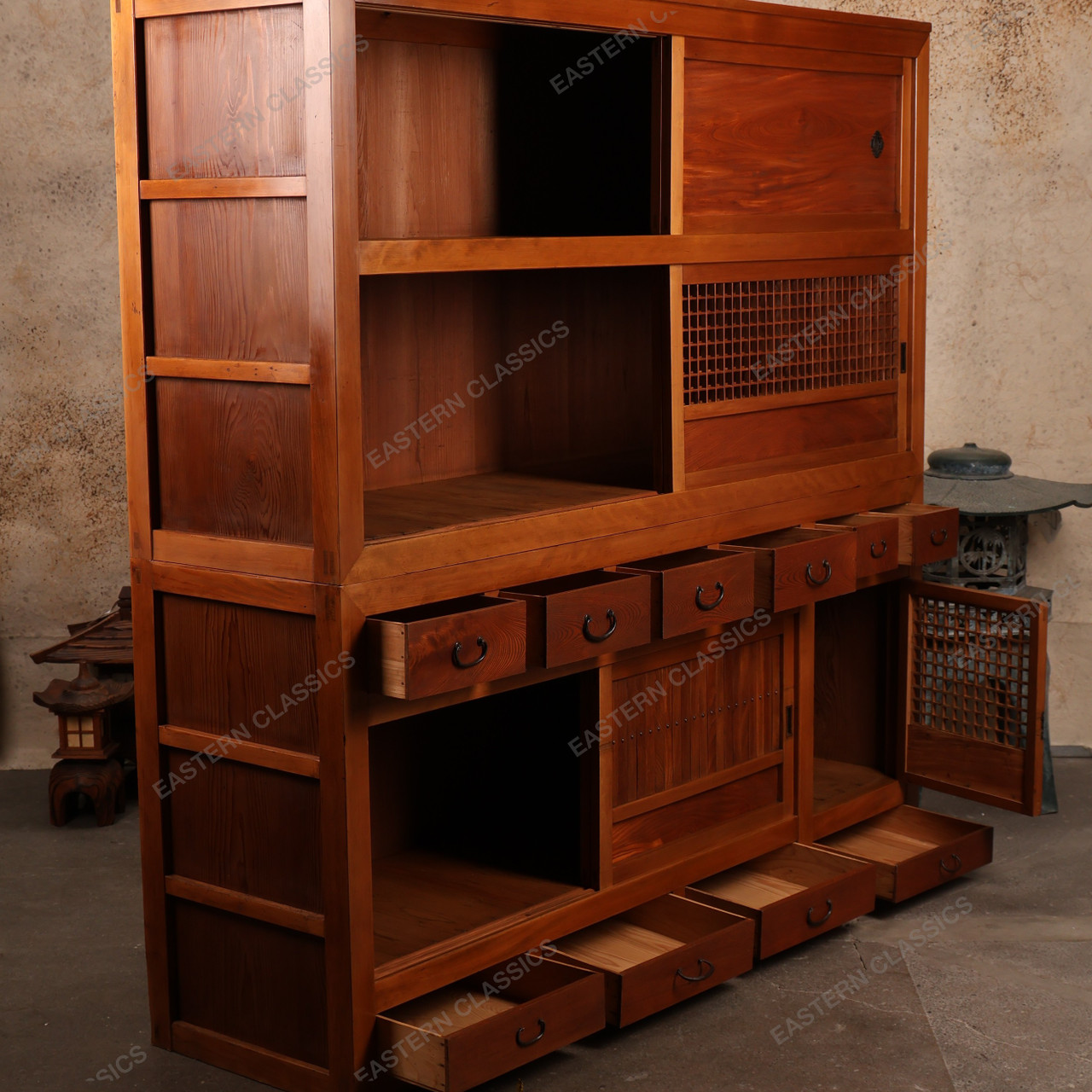 Antique Japanese Mizuya Tansu – Kitchen Chest with Large Sliding