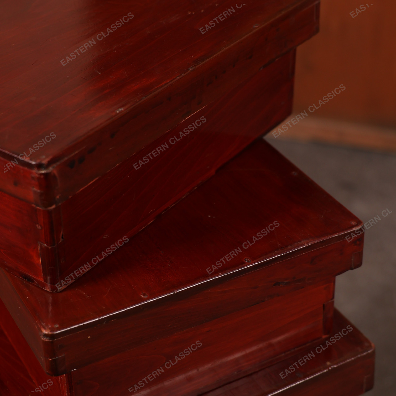 Antique Japanese Lacquer Nesting Box Kiri Dame — Wood, 1920s, Taisho ...