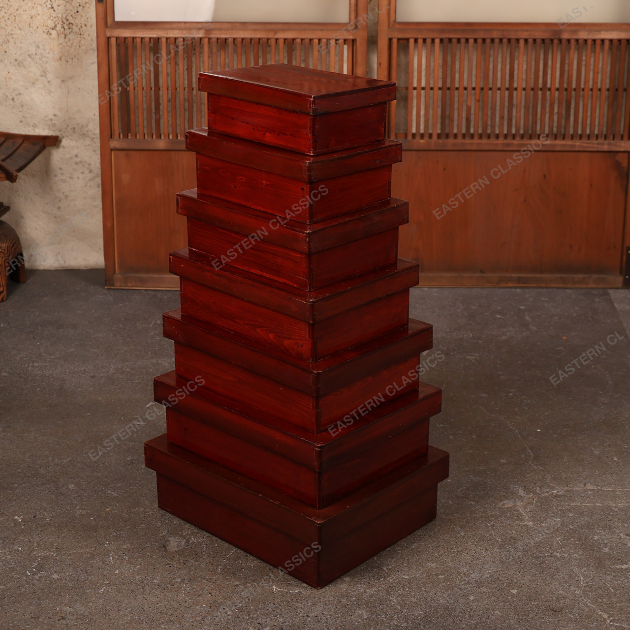 Antique Japanese Lacquer Nesting Box Kiri Dame — Wood, 1920s, Taisho ...