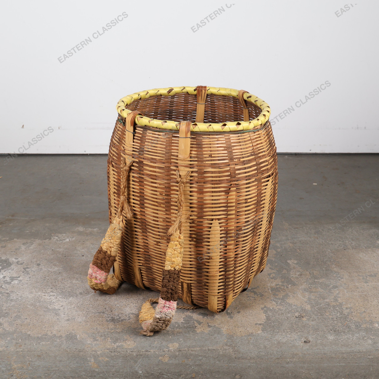 Vintage Japanese Bamboo Backpack Basket - 1980s Showa Era (25D-414