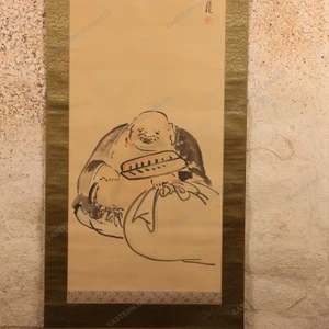 Vintage Japanese Kakejiku Hanging Scroll, Hotei Ink Painting, Late Showa 1966-1989 | SKU: 26J-0817-8 - 2