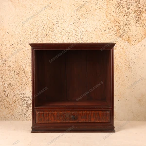 Vintage Japanese Open-Shelf Display Cabinet with Grain-Painted Drawer, Early Showa 1927-1945 | SKU: 26J-0414 - 1