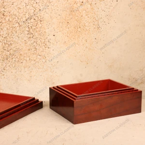 Vintage Japanese Kiridame Lacquerware Stacking Box Set, Heisei 1990-2018 | SKU: 26J-0629 - 2