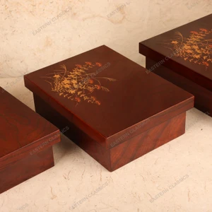 Vintage Japanese Kiridame Lacquerware Stacking Box Set, Heisei 1990-2018 | SKU: 26J-0629 - 1