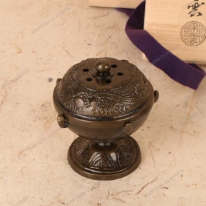 Vintage Japanese Karakane Bronze Futa-oki Set of Seven (Shichi-shu) with Signed Kiri Wood Box, Late Showa 1966-1989 | SKU: 26J-0641 - 2